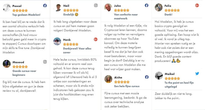 Reacties en ervaringen Bitcoin Basics & Crypto's cursisten